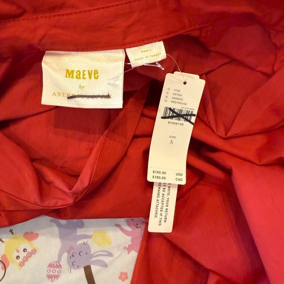 New! Maeve x Anthropologie Utility Shirt Dress Red 3421 - Picture 8 of 12
